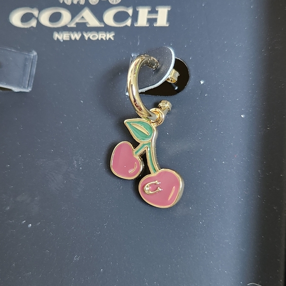 Coach Red and Gold Cherry Earrings - Picture 3 of 9